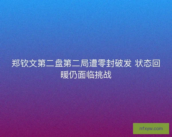 郑钦文第二盘第二局遭零封破发 状态回暖仍面临挑战